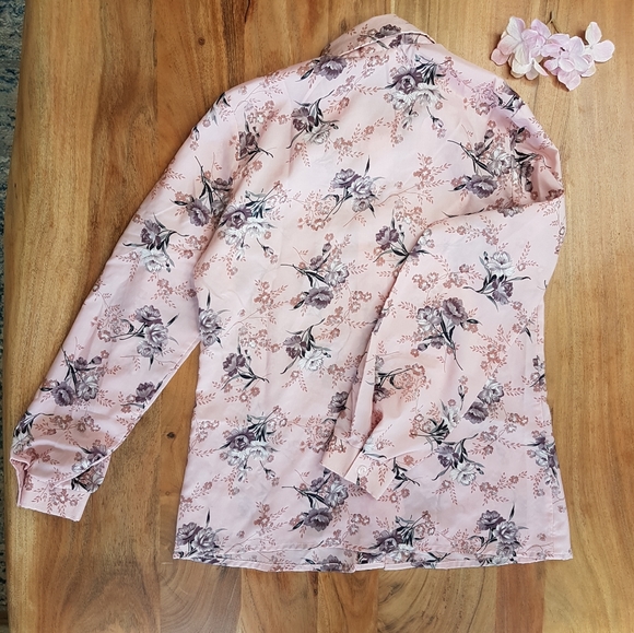 Vintage 70's Floral Button Down Blouse • Sz 11/12 - Picture 6 of 15